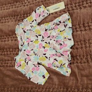OshKosh Pretty Floral Top Girl 12 months Peplum Ruffle pink blue yellow purple